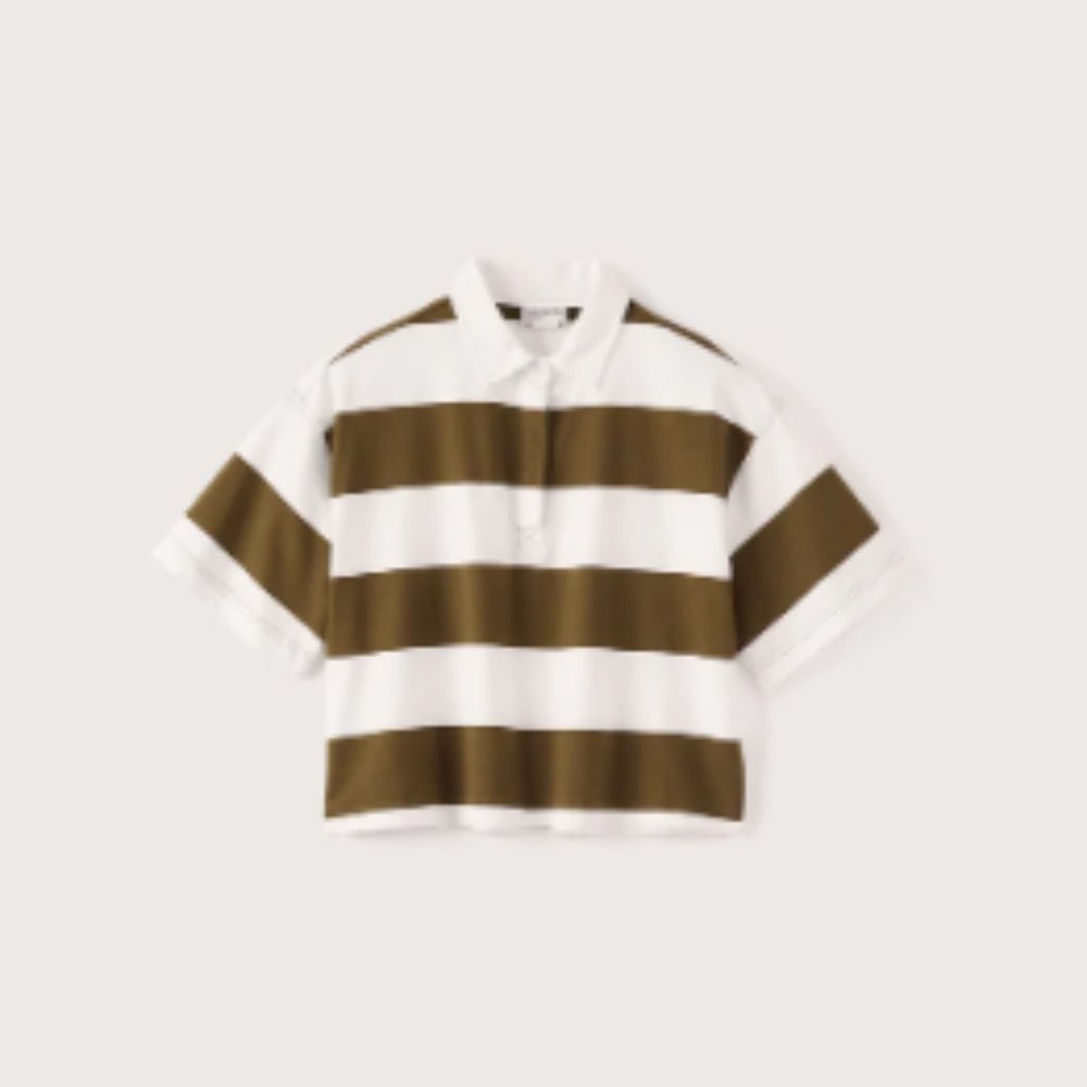 ISO Frank and Oak The Cropped Organic Cotton Polo in Dark Olive XS or S